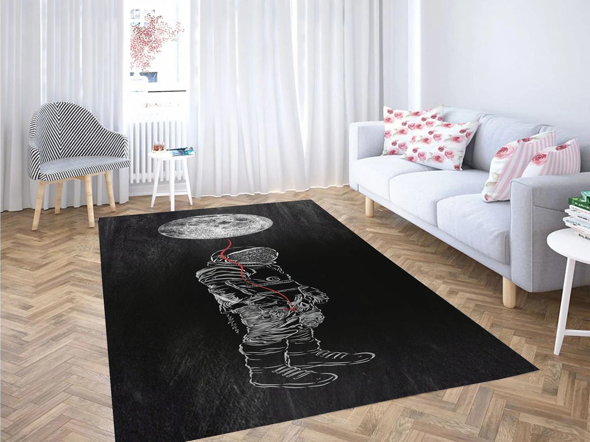 Astronaut Moon Art Backgrounds Carpet Rug