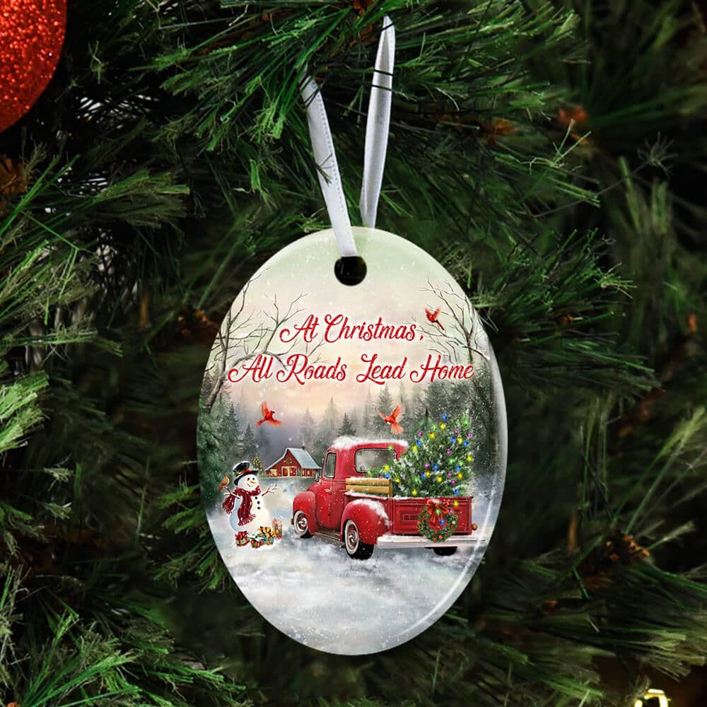 At Christmas All Roads Lead Home Ceramic Star Ornament Personalized Gifts