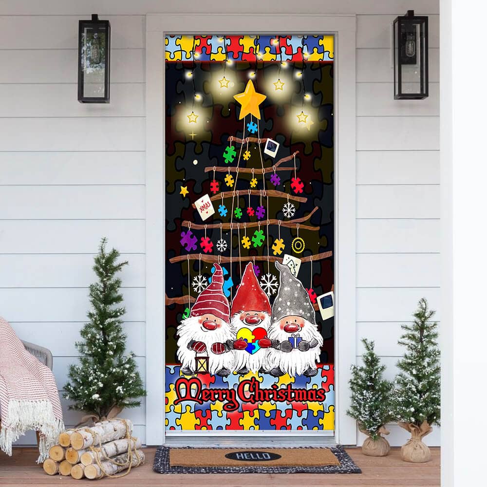 Autism Family Merry Christmas No11 Door Cover