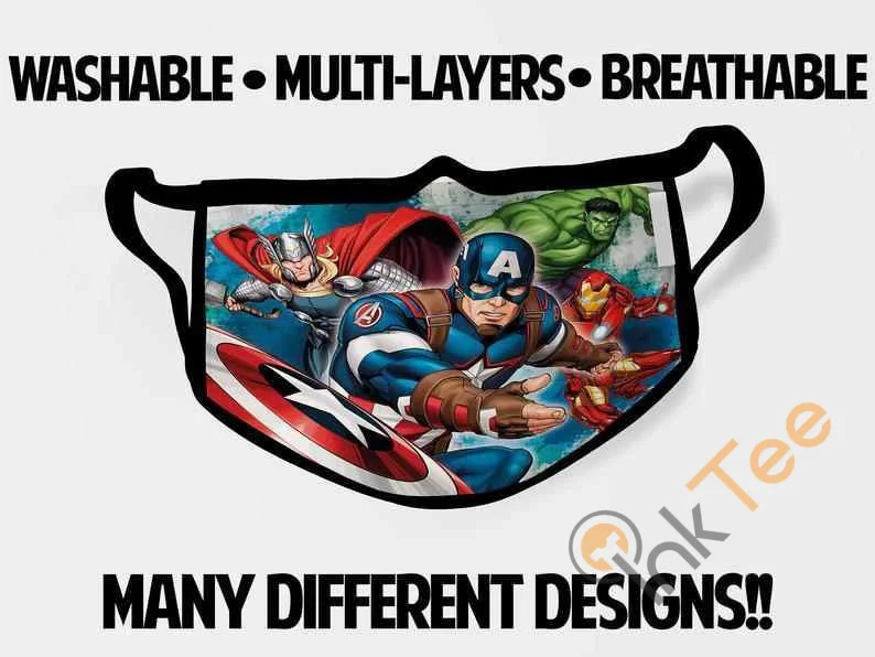 Avengers Kids Childrens Superhero Reusable 5074 Face Mask