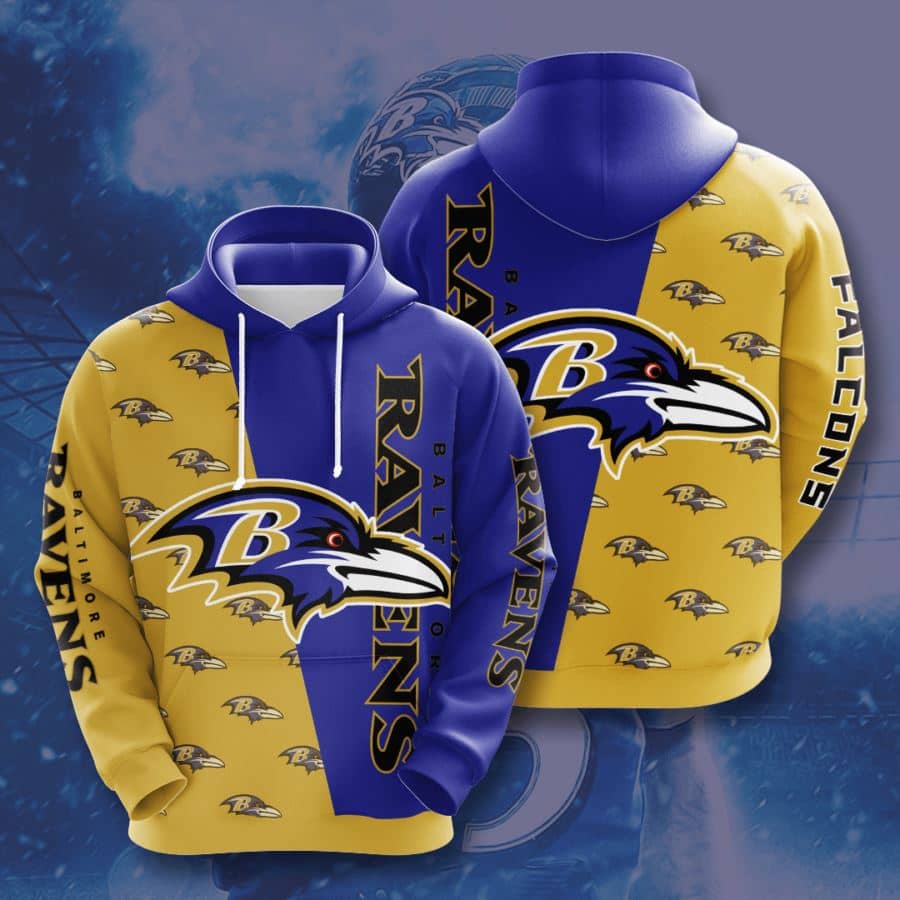 Baltimore Ravens No165 Custom Hoodie 3D
