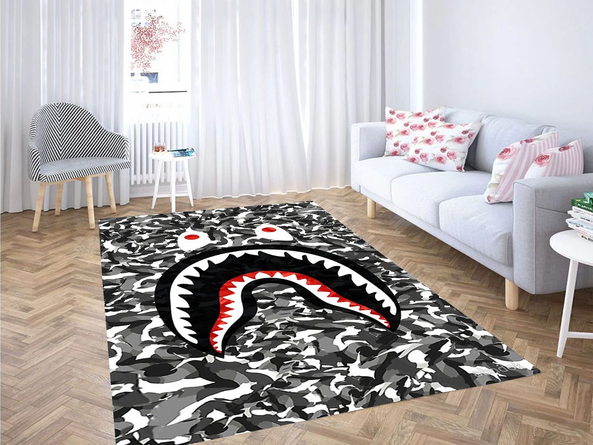 Bape Shark Black Army Pattern Carpet Rug