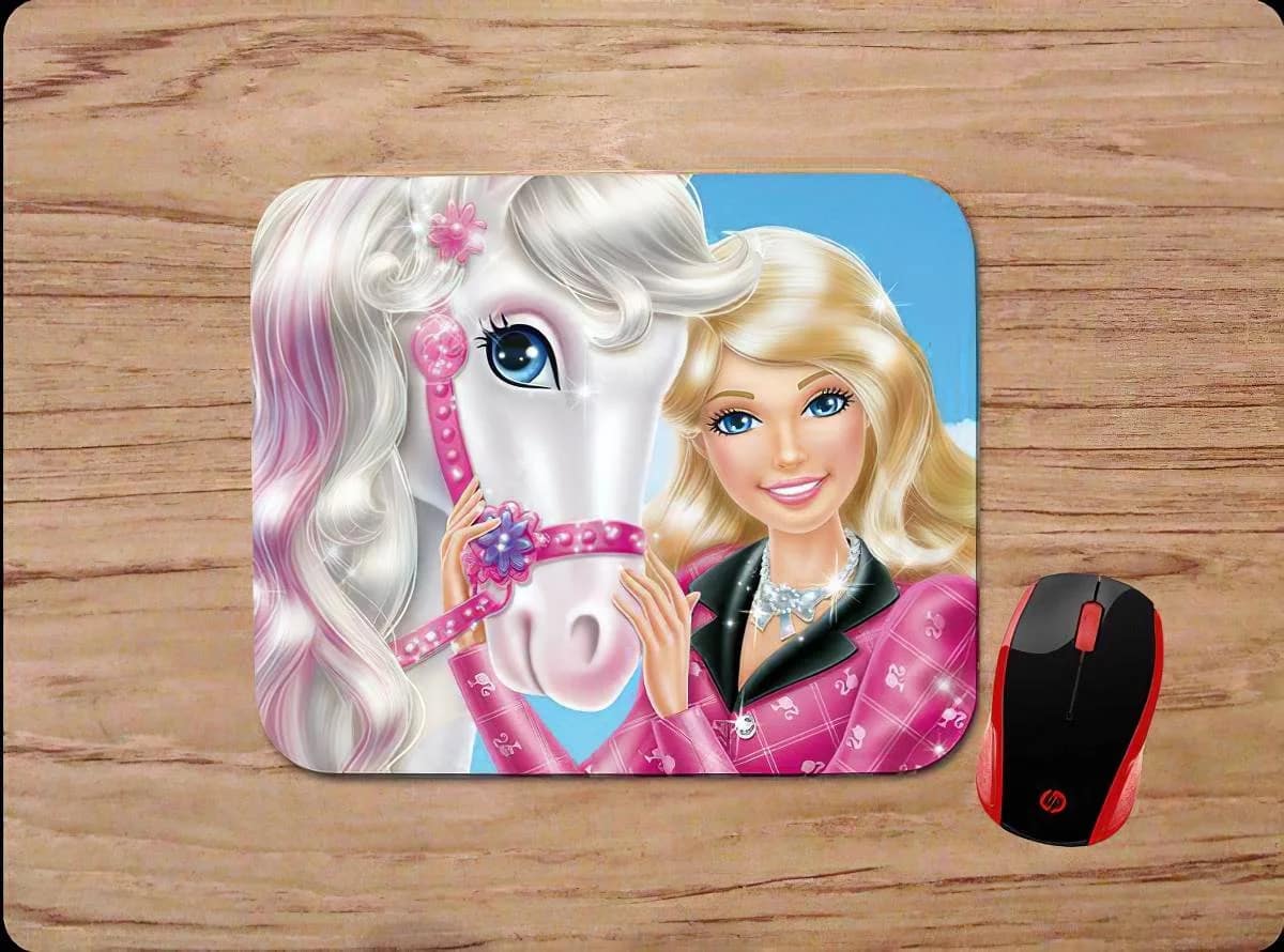 Barbie &Amp; White Horse Mouse Pads