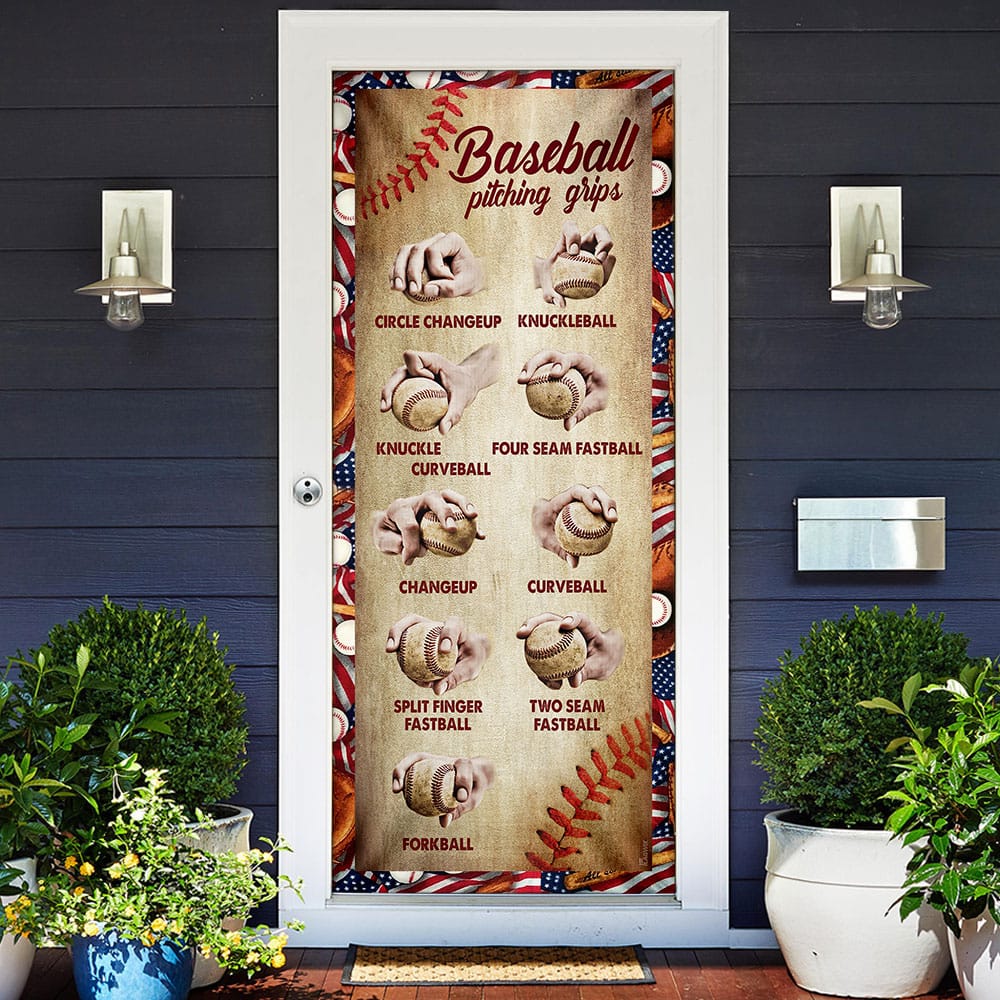 Inktee Store - Baseball Pitching Grips Door Cover Image