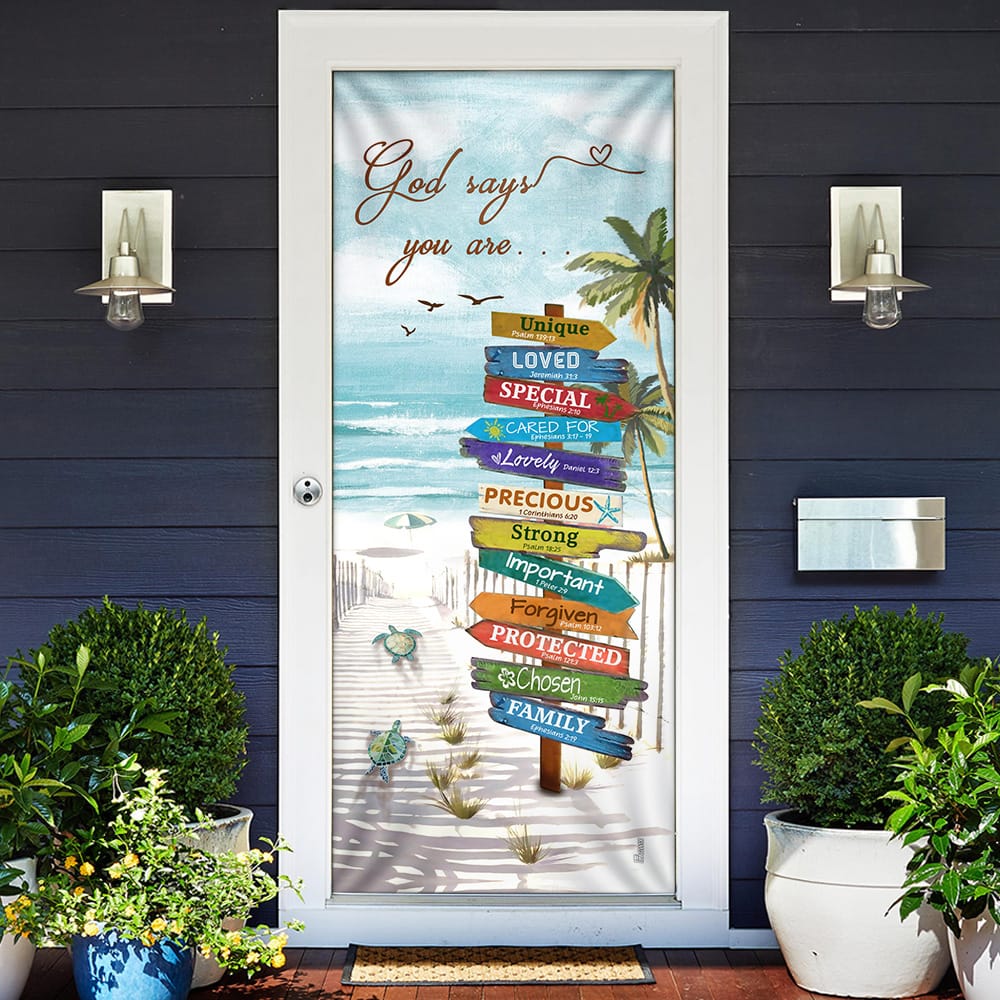 Inktee Store - Beach Turtle God Says You Are Door Cover Image