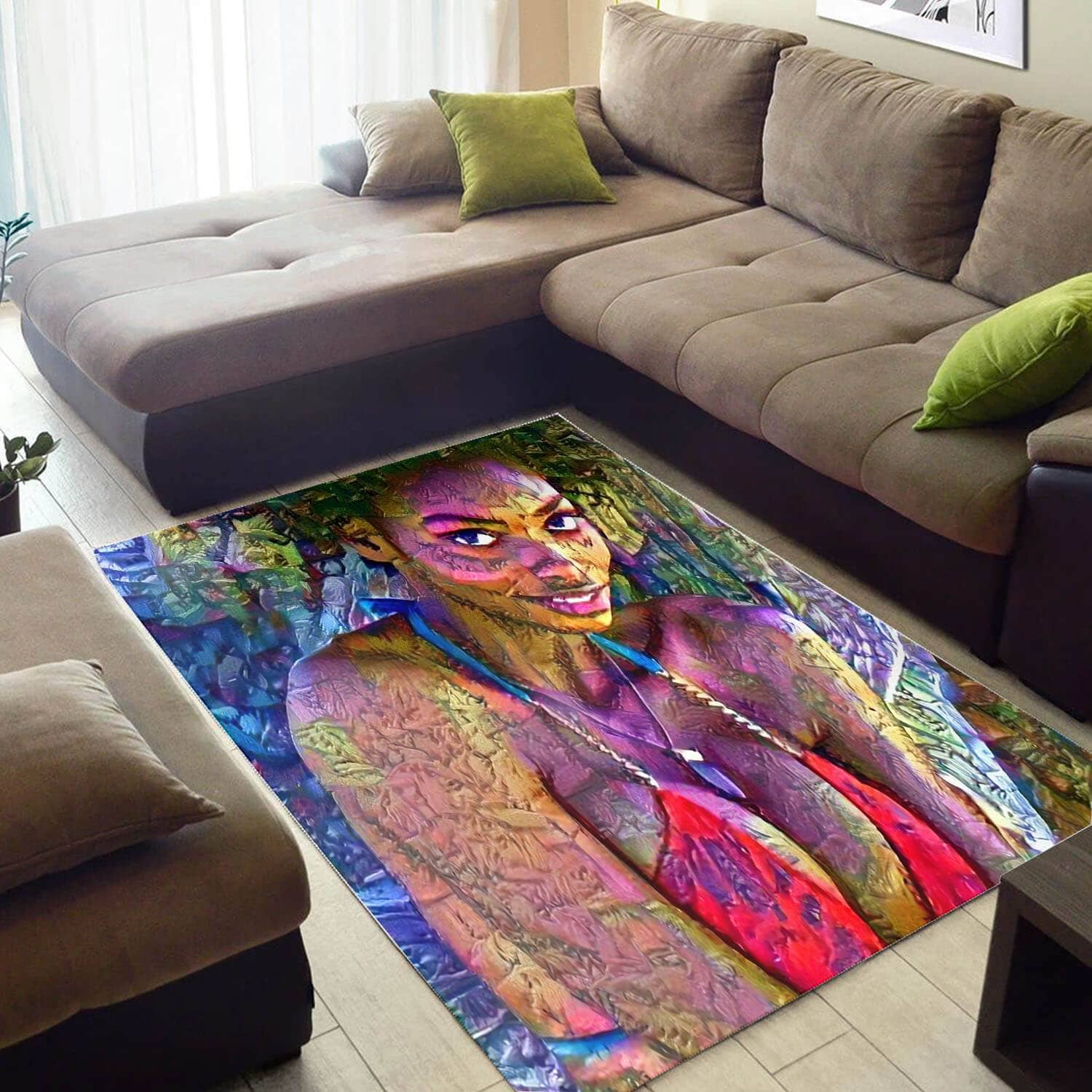 Beautiful African American Cute Natural Hair Lady Large Inspired Home Rug