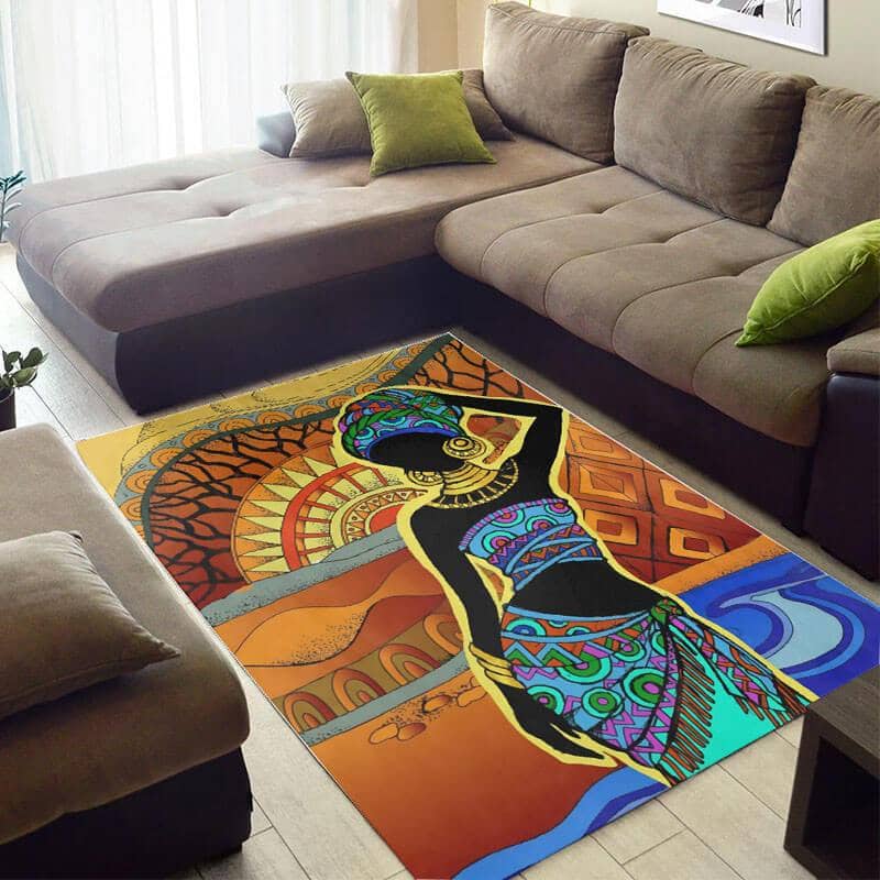 Beautiful African American Fancy Themed Afro Girl Style Carpet House Rug