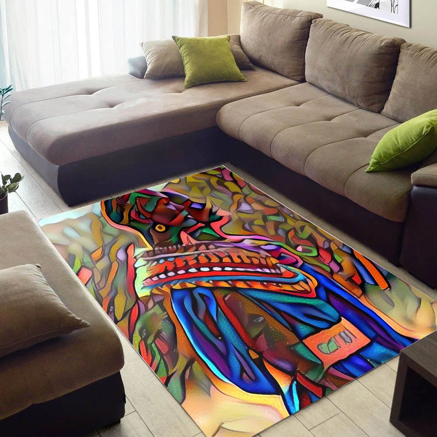 Beautiful African Cute Print Afro Woman Themed Carpet Inspired Living Room Rug
