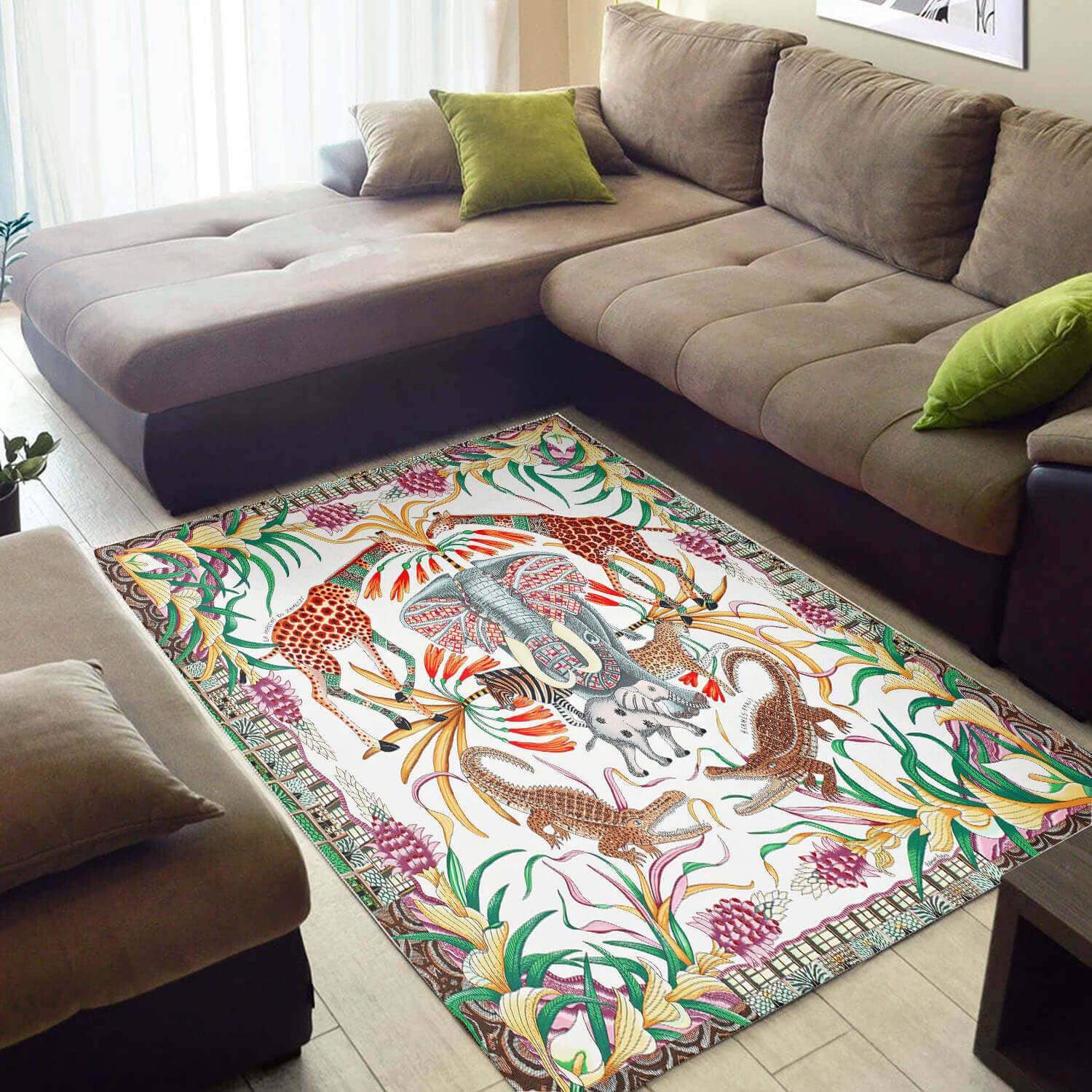 Beautiful African Cute South Animals Themed Carpet Room Rug