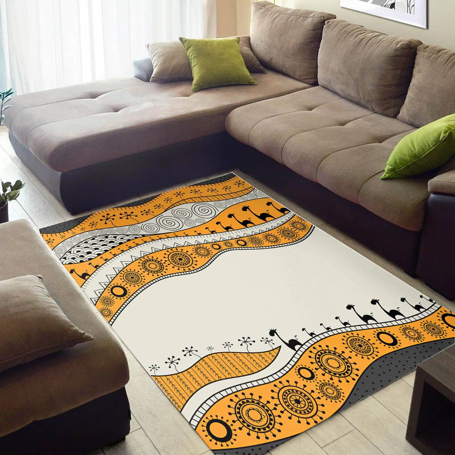 Beautiful African Cute Themed Ethnic Seamless Pattern Style Floor Living Room Rug