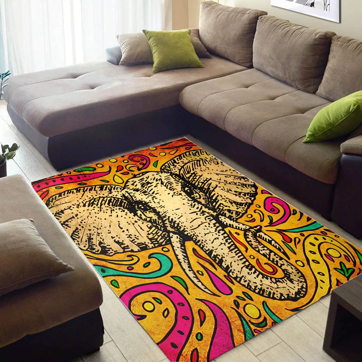 Beautiful African Perfect Afrocentric Animals Design Floor Inspired Living Room Rug