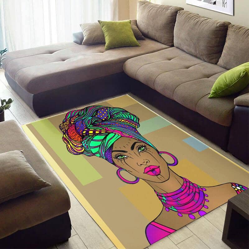 Beautiful African Pretty American Black Queen Design Floor Carpet Inspired Living Room Rug