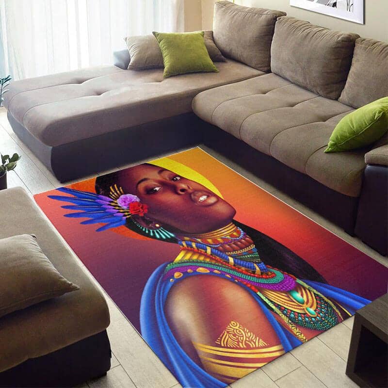 Beautiful African Style Cute Natural Hair Lady Carpet Themed Home Rug