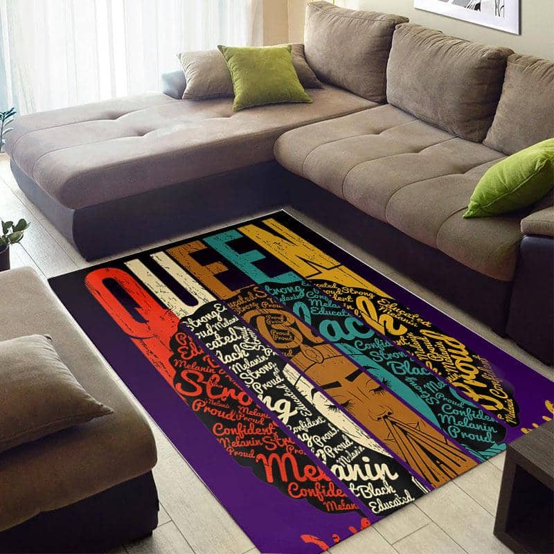 Beautiful African Style Fancy Afro American Girl Black Queen Themed Carpet Rug