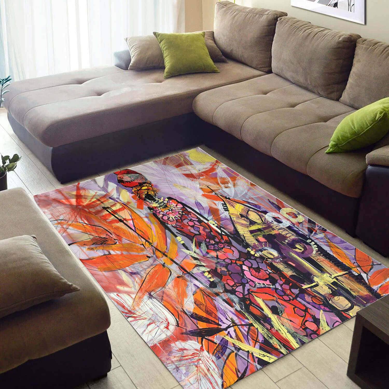 Beautiful African Style Perfect Inspired Afrocentric Pattern Art Floor Living Room Rug