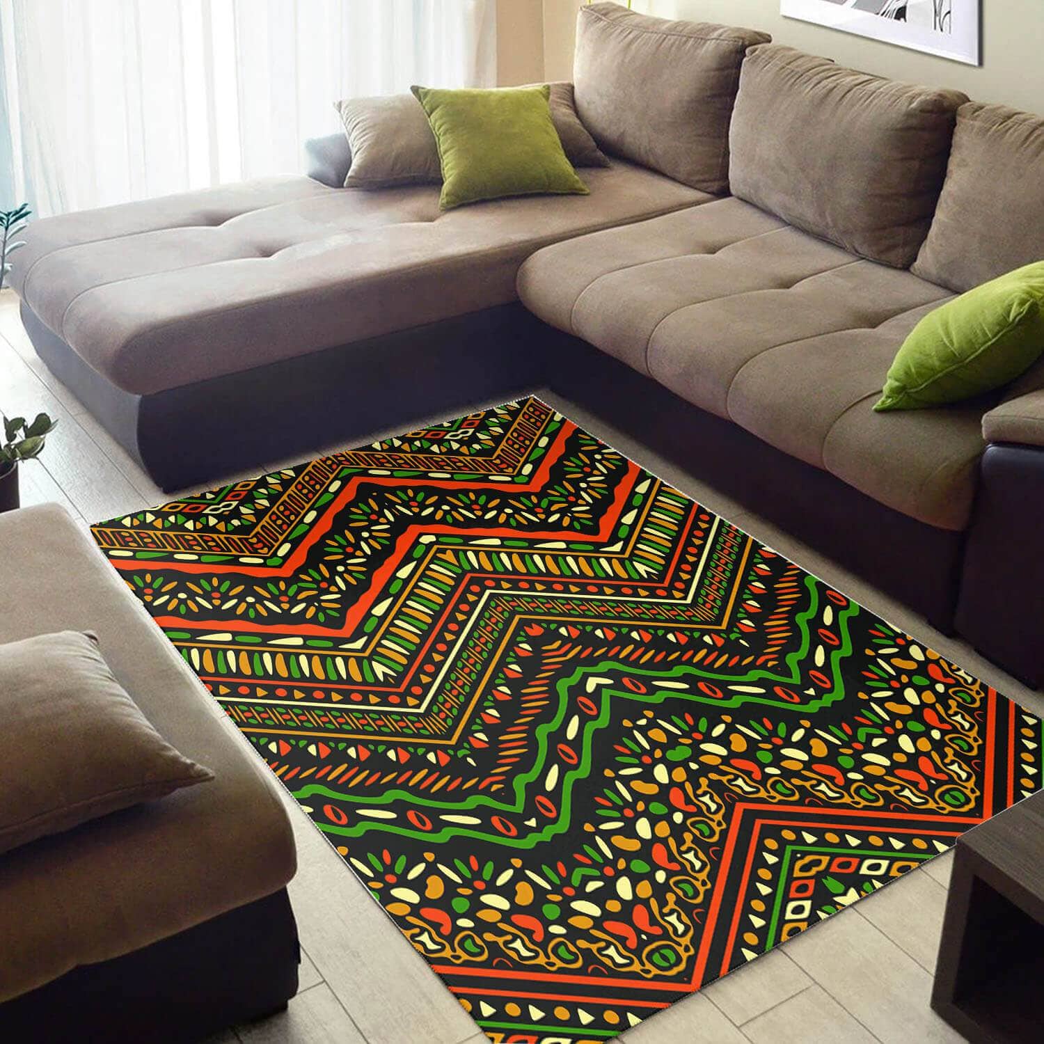 Beautiful African Style Unique Themed Afrocentric Pattern Art Room Rug