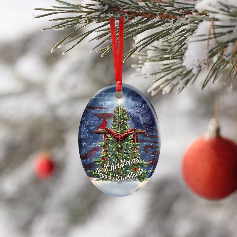 Beautiful Christmas Tree Cross Ceramic Star Ornament Personalized Gifts