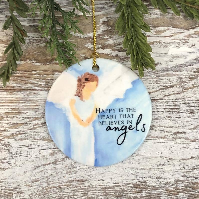 Believe In Angels Christmas Ornament Angel Bereavement Loss Of Loved One Tree Trimming Personalized Gifts