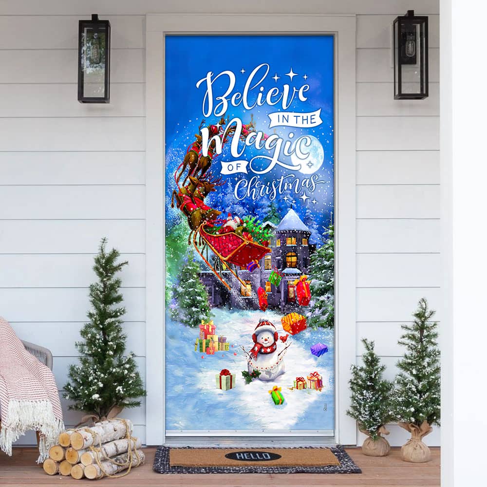 Believe In The Magic Of Christmas Santa Claus Christmas Door Cover