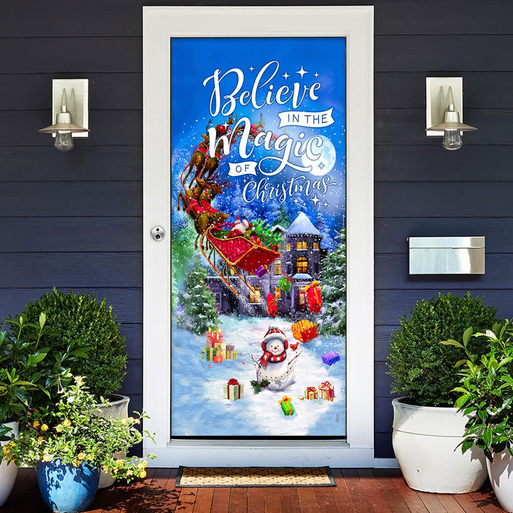 Inktee Store - Believe In The Magic Of Christmas Santa Claus Christmas Door Cover Image