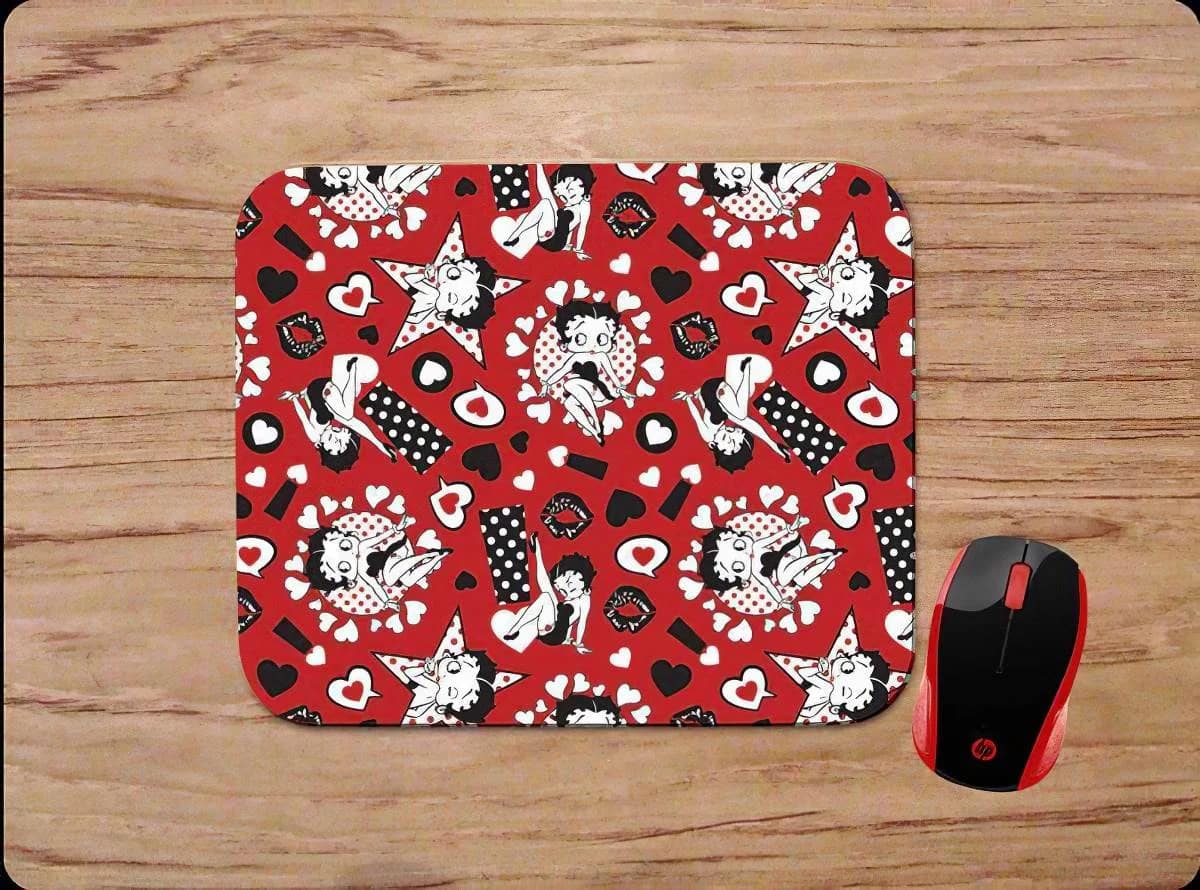 Betty Boop Collage Red & Black Supplies Pc Gaming Mouse Pads