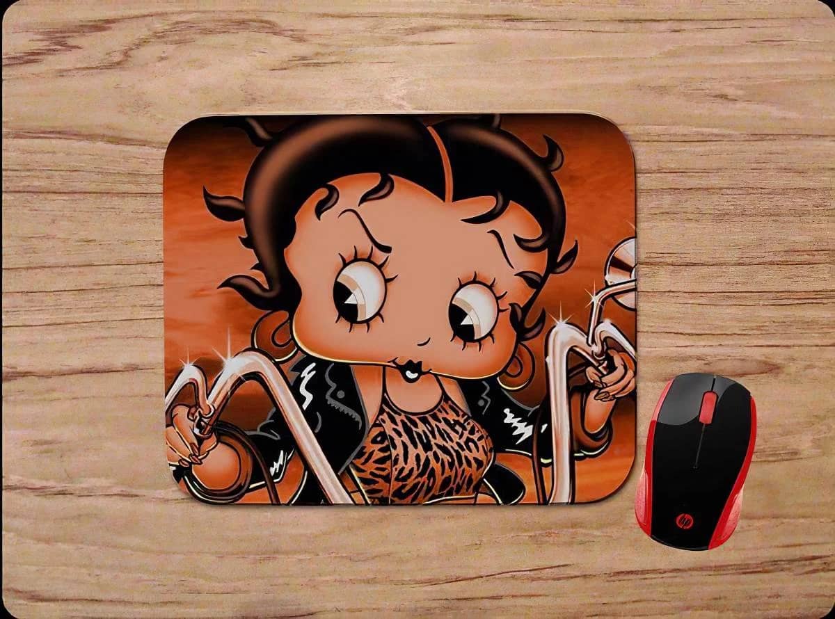 Betty Boop On Motorcycle Mouse Pads