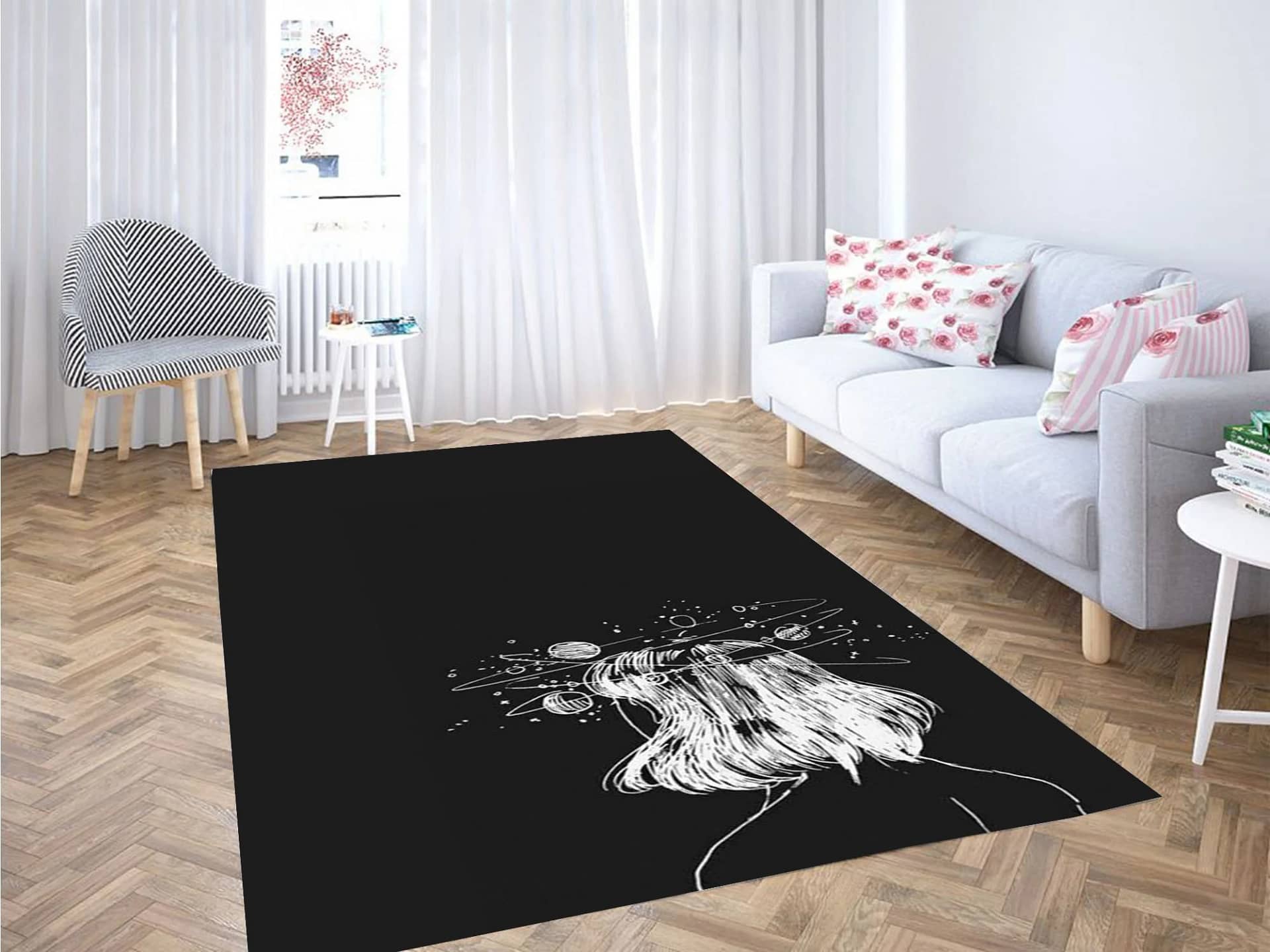 Black And White Wallpaper Space Carpet Rug
