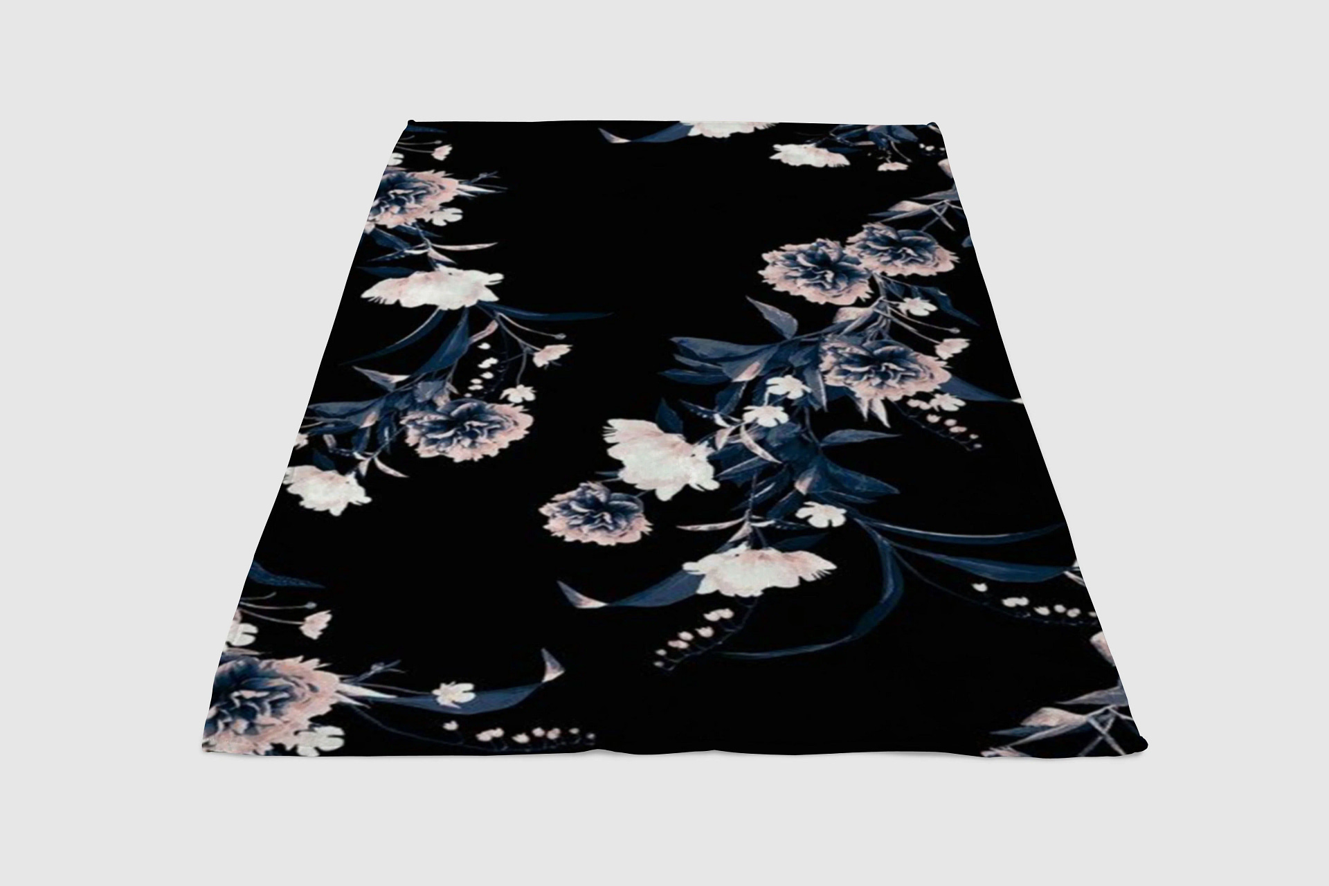 Black Floral Fleece Blanket