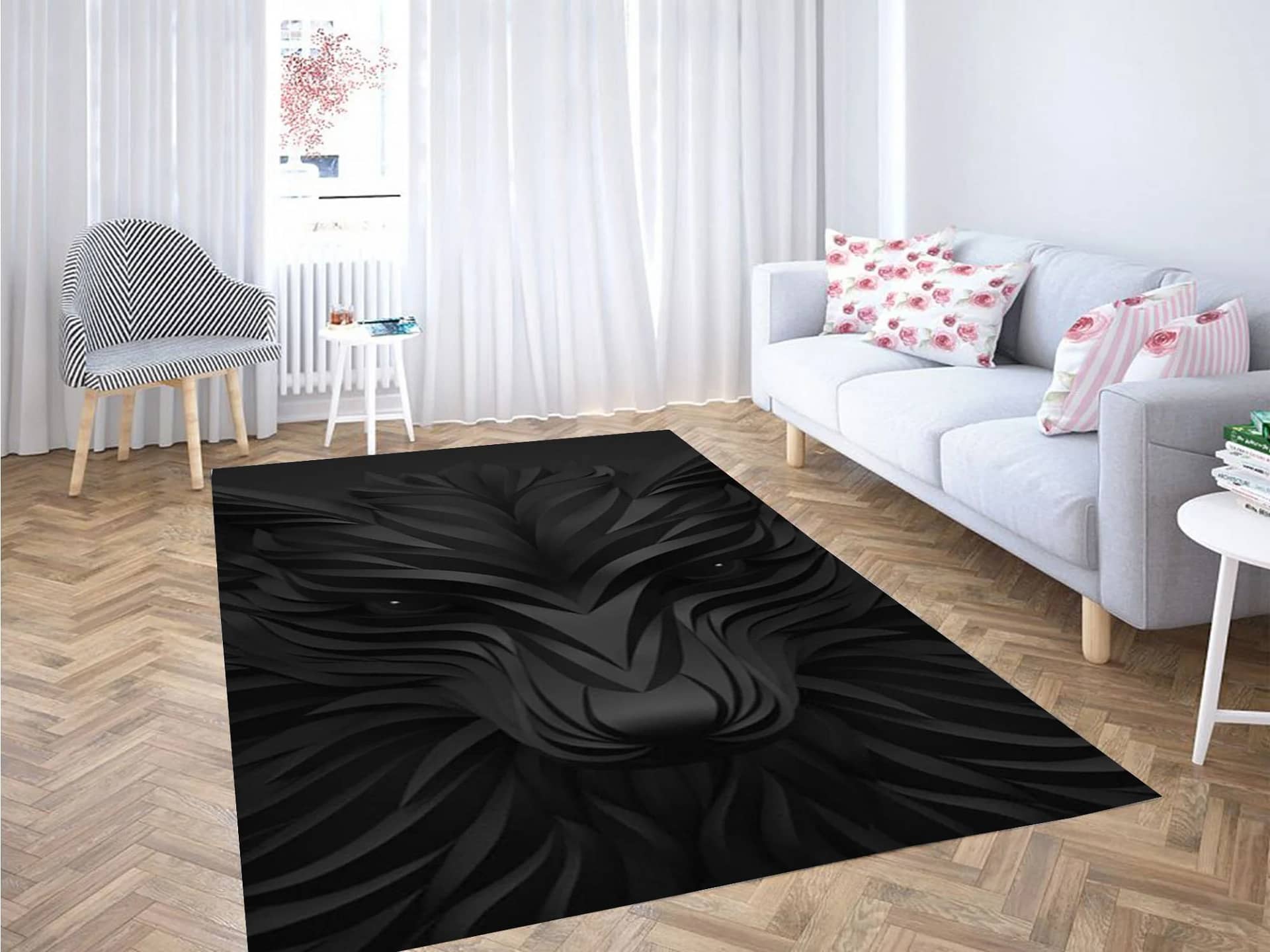 Black Wolf Wallpaper Carpet Rug