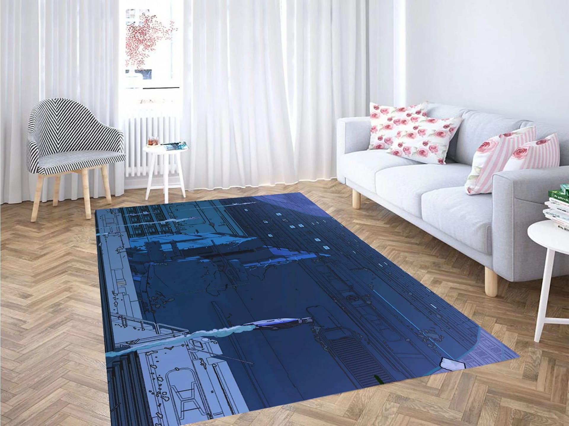 Blade Runner Building Blue Carpet Rug