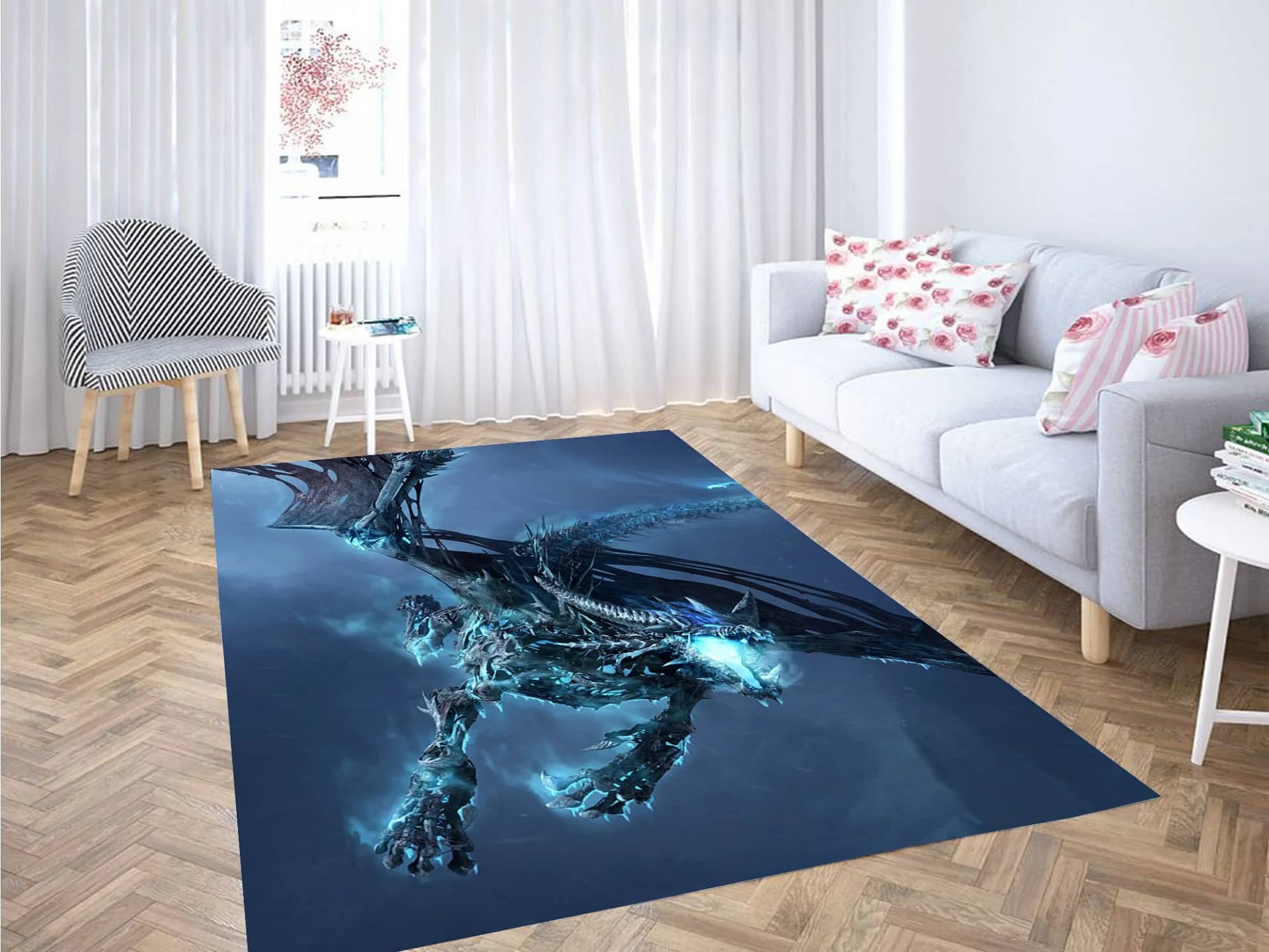 Blue Ice Dragon Carpet Rug