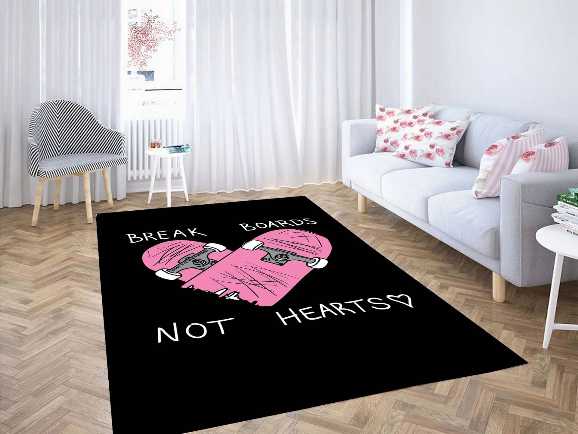 Break Boards Not Heart Skateboard Fashion Carpet Rug