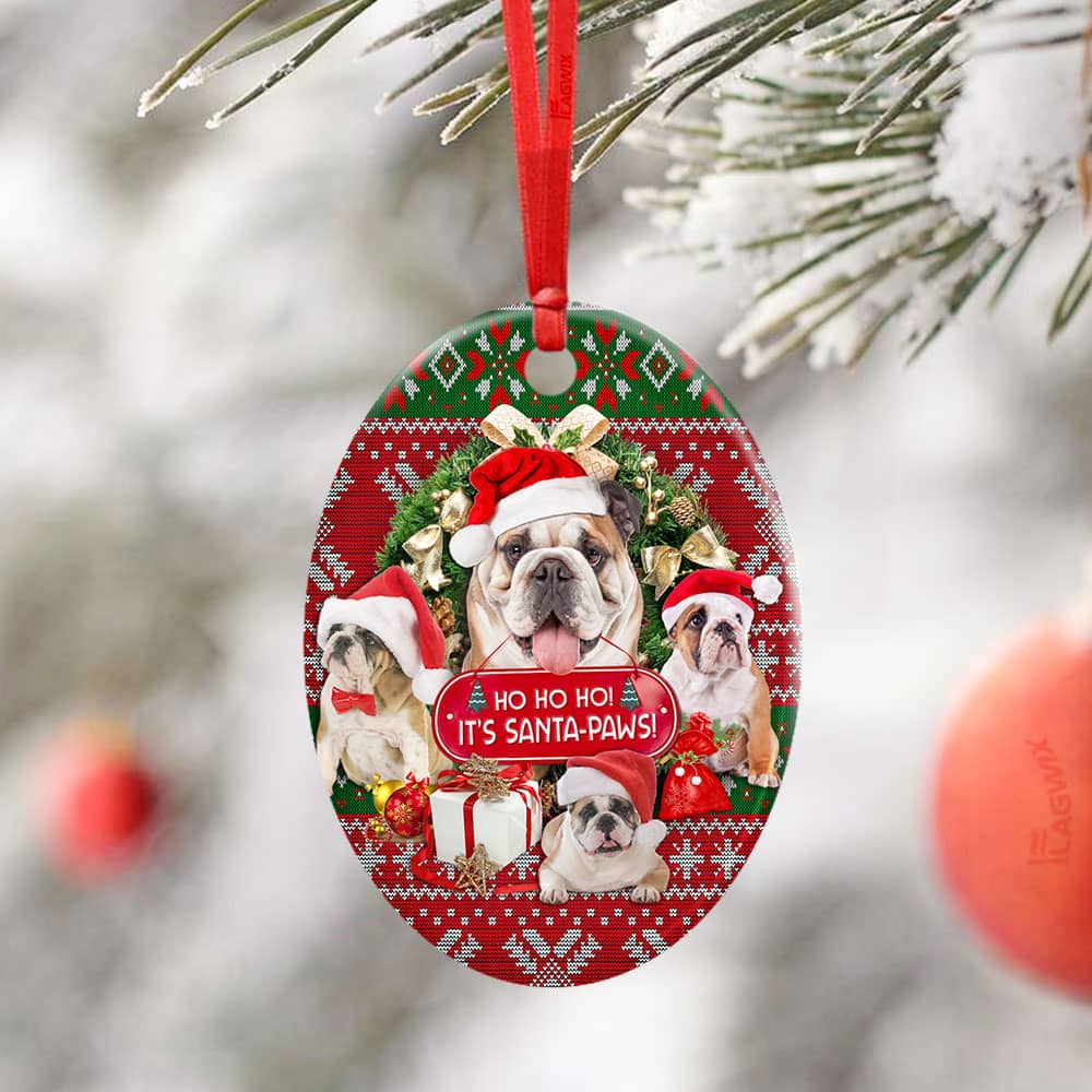 Bulldog Ho Ho Ho It�S Santa Paws Ceramic Star Ornament Personalized Gifts