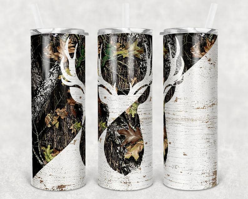 Camp Deer Camo And Wood Stainless Steel Tumbler