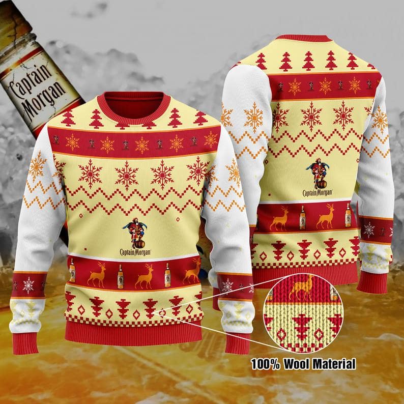 Captain Morgan Christmas 100% Wool Ugly Sweater