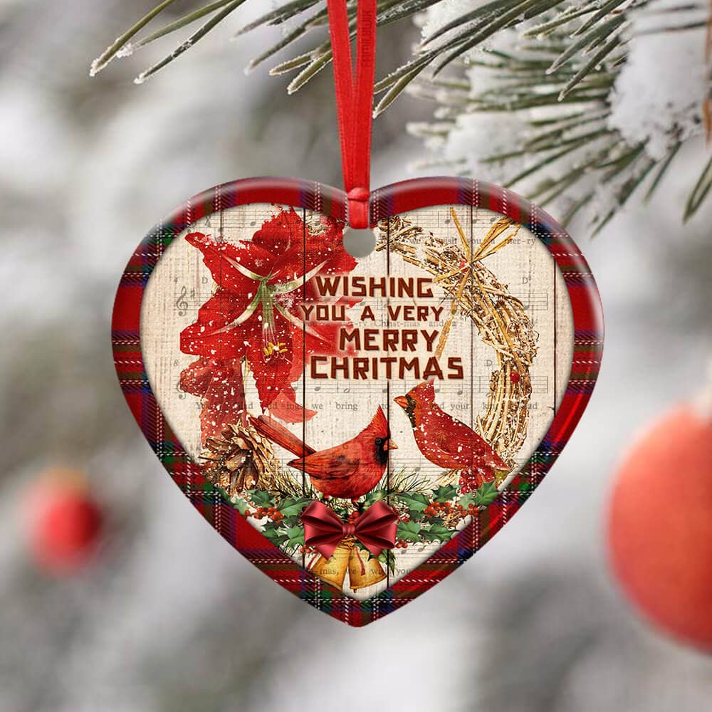 Cardinal A Very Merry Christmas Ceramic Oval Ornament Personalized Gifts