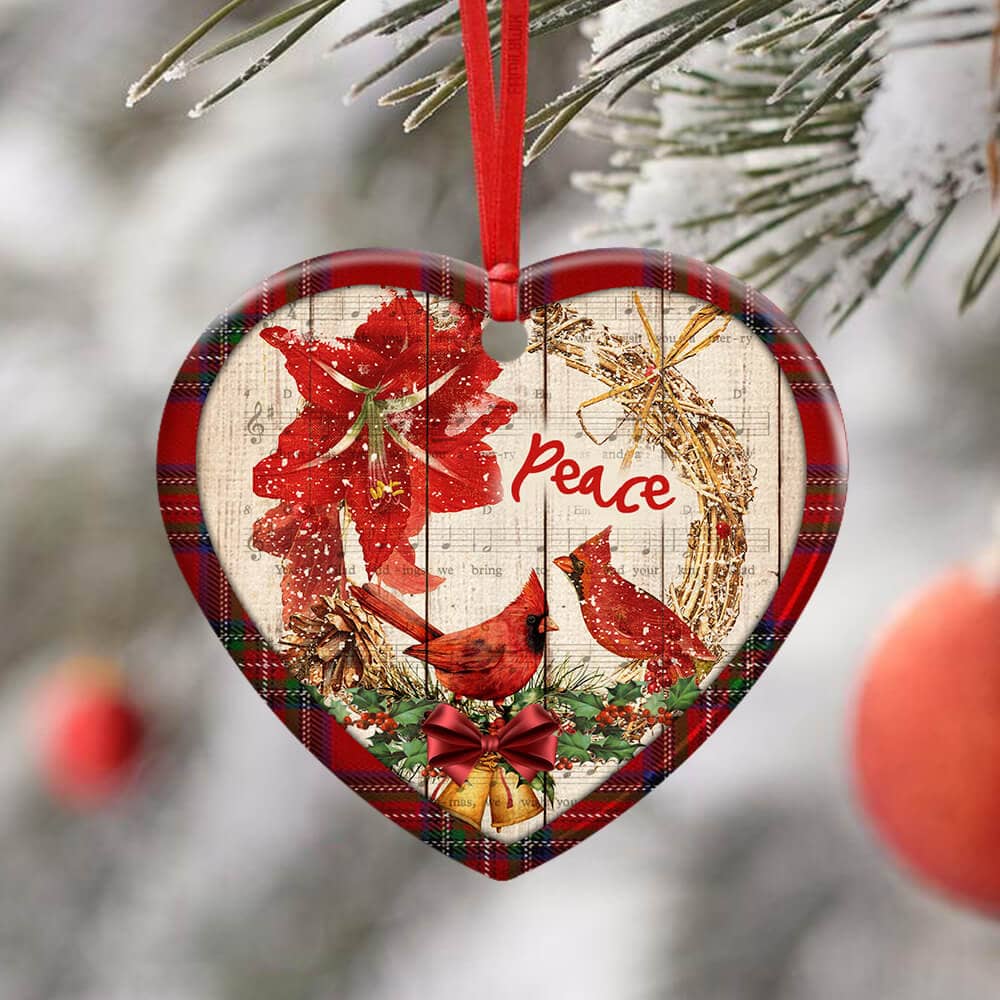Cardinal Peace Christmas Ceramic Oval Ornament Personalized Gifts