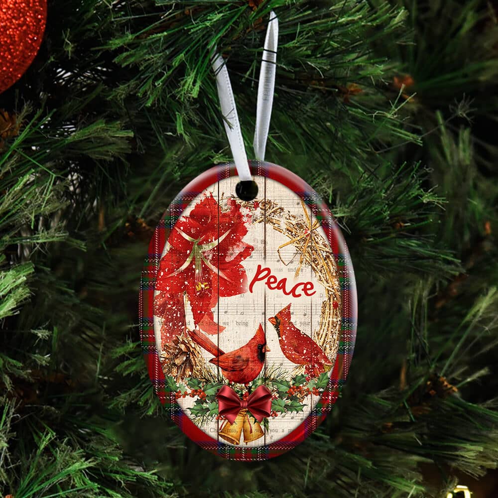 Cardinal Peace Christmas Ceramic Star Ornament Personalized Gifts