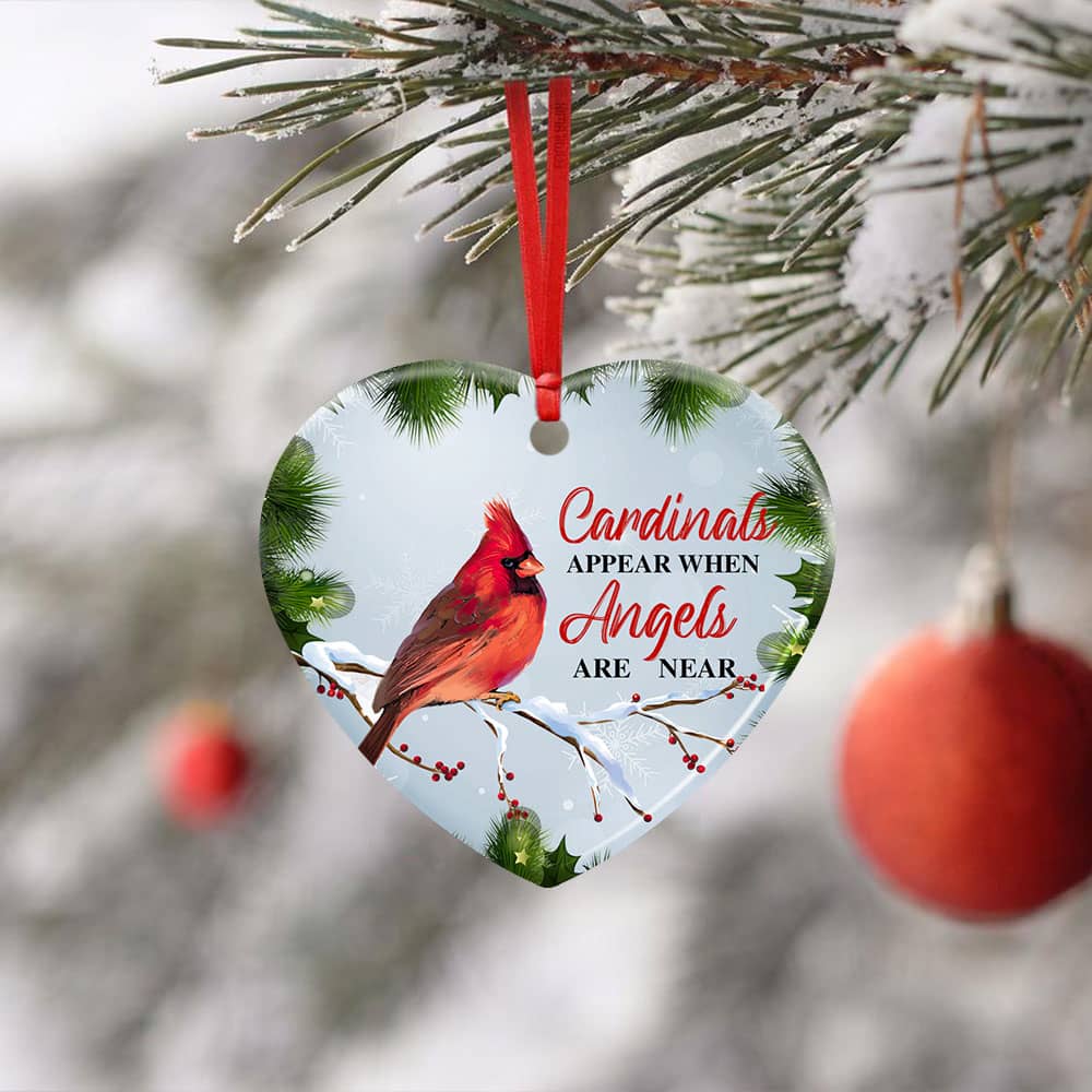Cardinals Appear When Angels Are Near Ceramic Oval Ornament Personalized Gifts