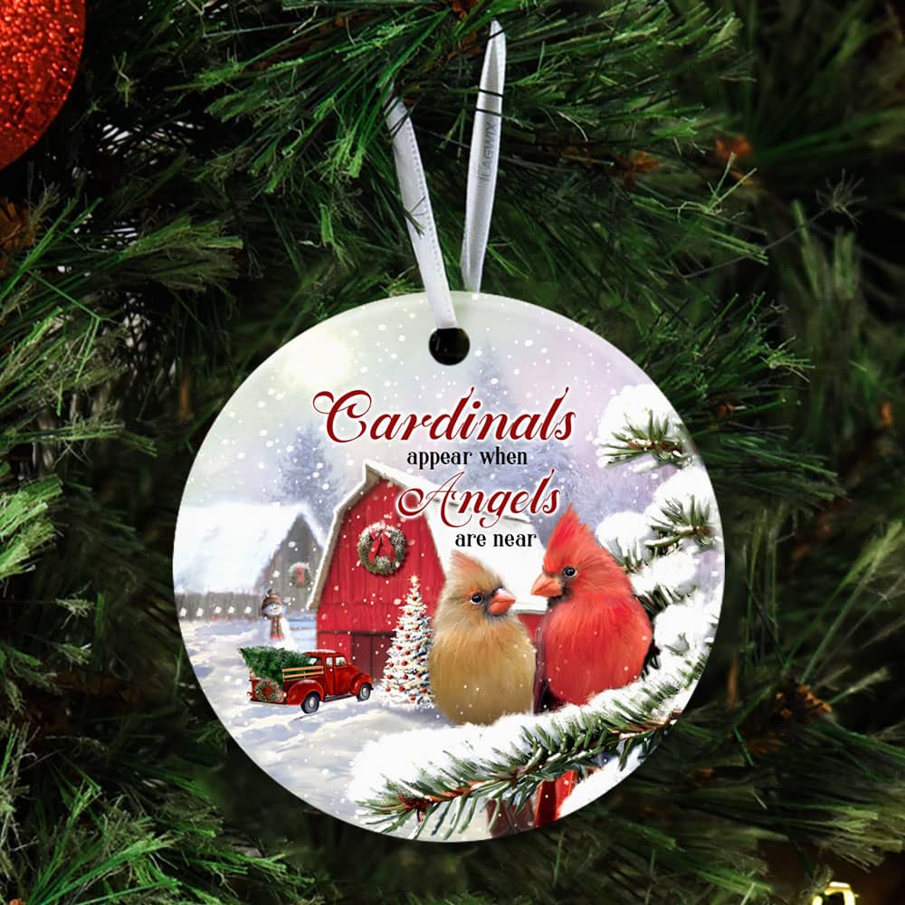 Cardinals Appear When Angels Are Near No11 Ceramic Circle Ornament Personalized Gifts
