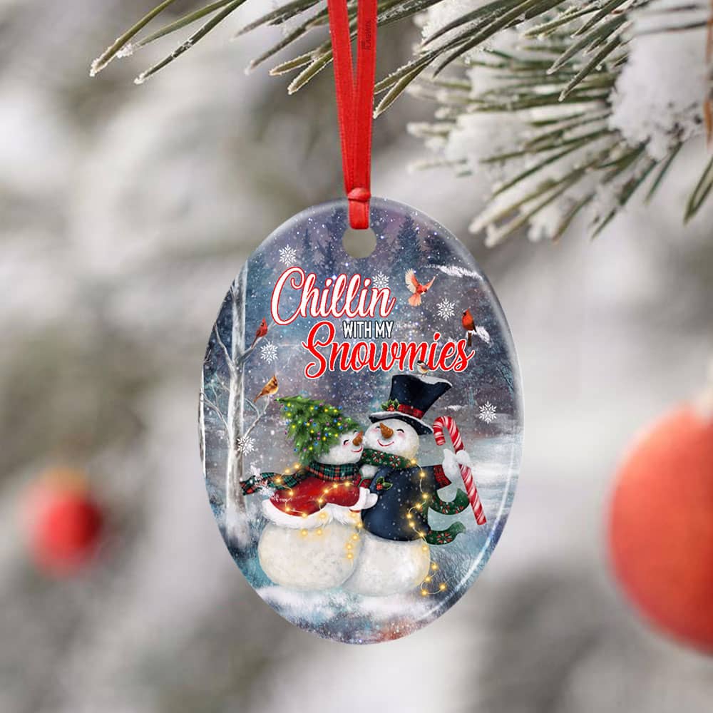 Chillin With My Snowmies Snowman Christmas Ceramic Star Ornament Personalized Gifts