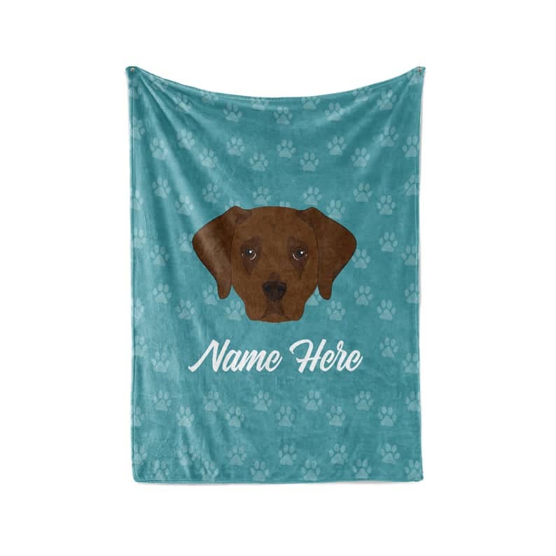 Chocolate Labrador Retriever Personalized Custom Fleece And Sherpa Blankets With Your Family Or Dog's Name - Great Gifts For Dog Lovers Fleece Blanket