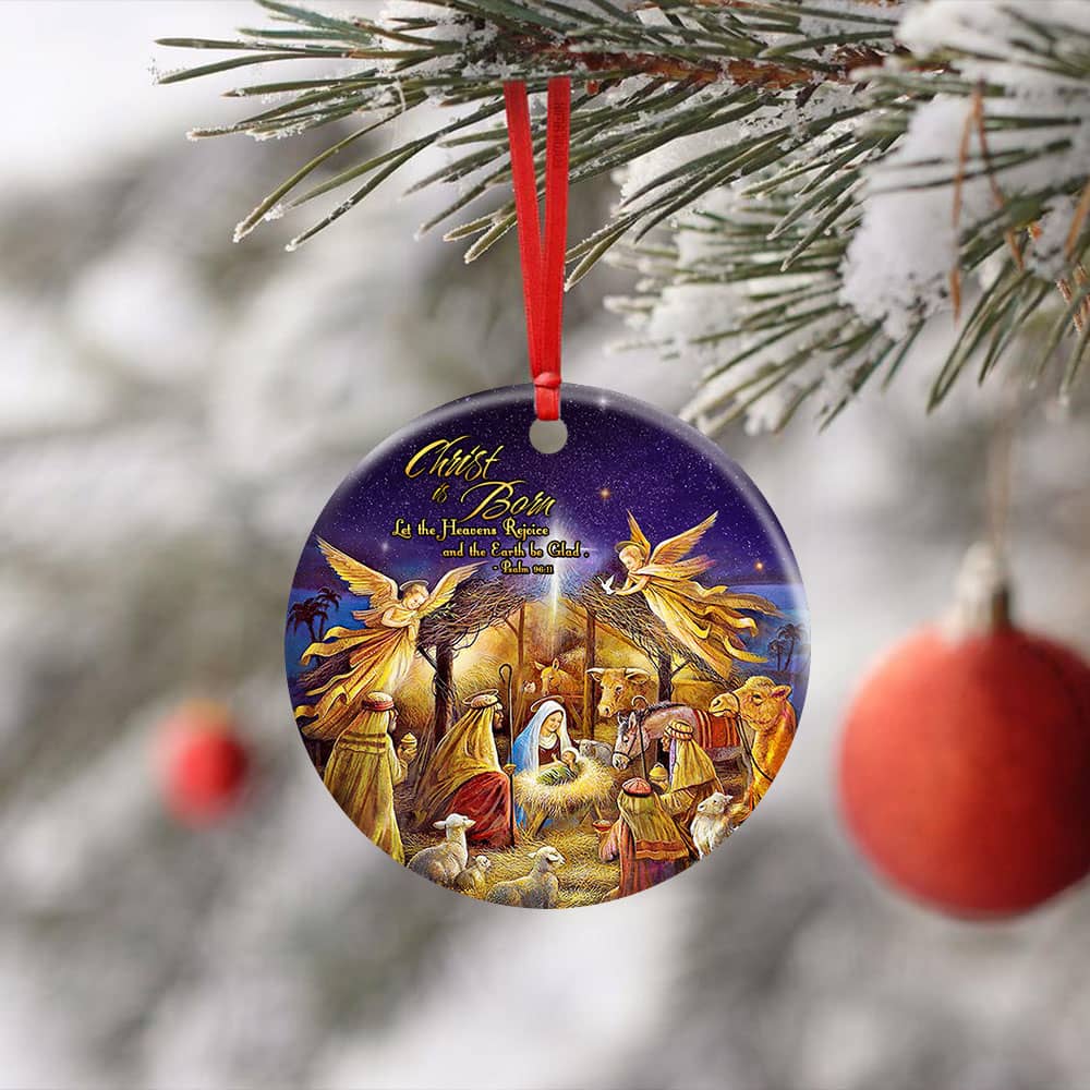 Christ Is Born Ceramic Circle Ornament Personalized Gifts