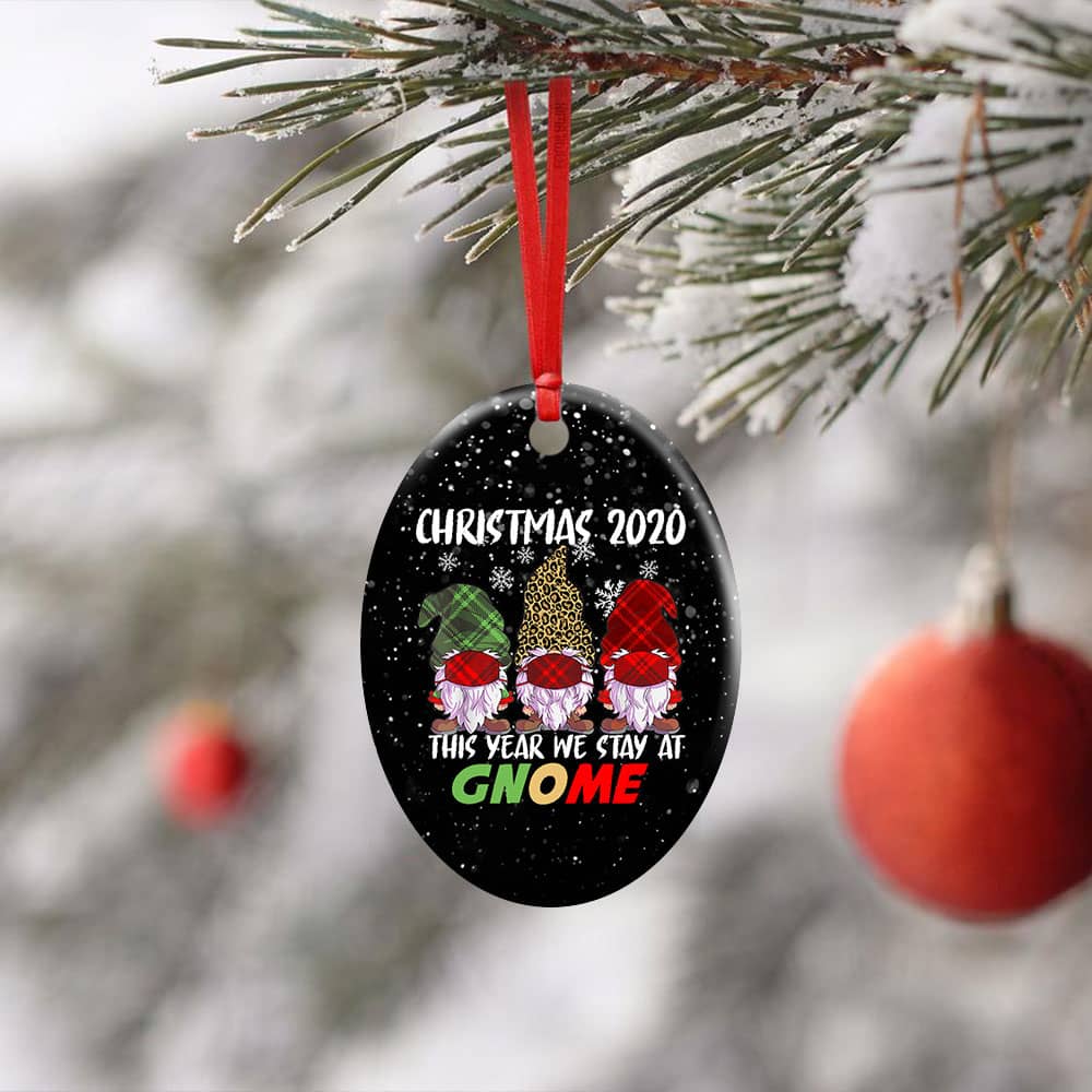 Christmas 2020 This Year We Stay At Gnome Ceramic Star Ornament Personalized Gifts