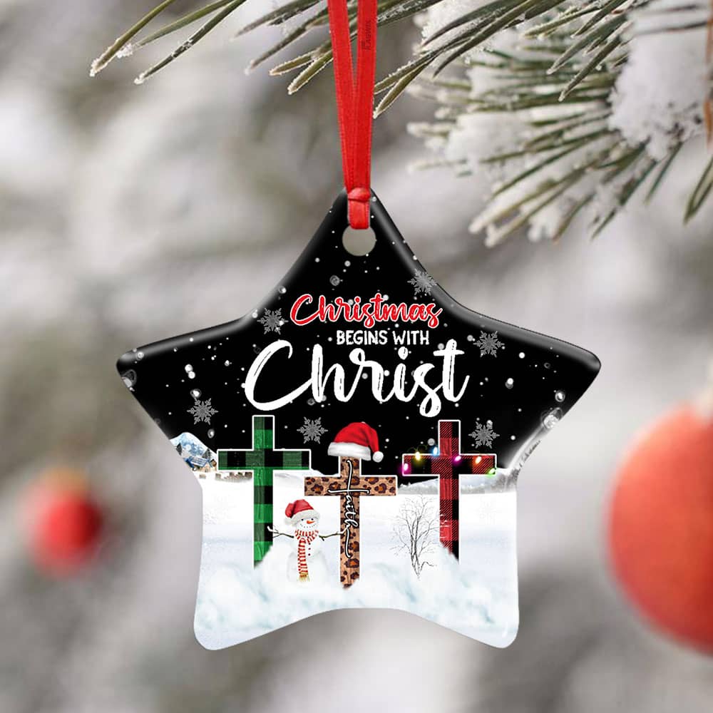 Christmas Begins With Christ Christian Ceramic Heart Ornament Personalized Gifts