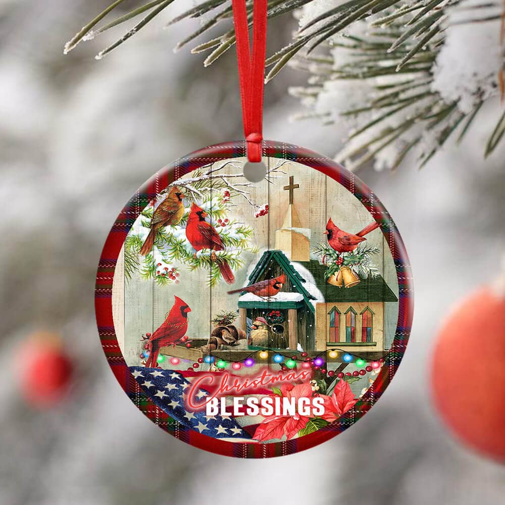 Christmas Blessings Home Ceramic Circle Ornament Personalized Gifts