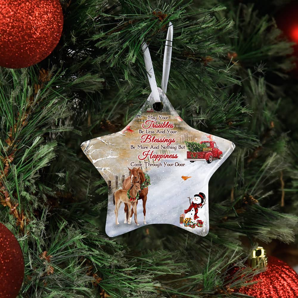 Christmas Horse Ceramic Heart Ornament Personalized Gifts