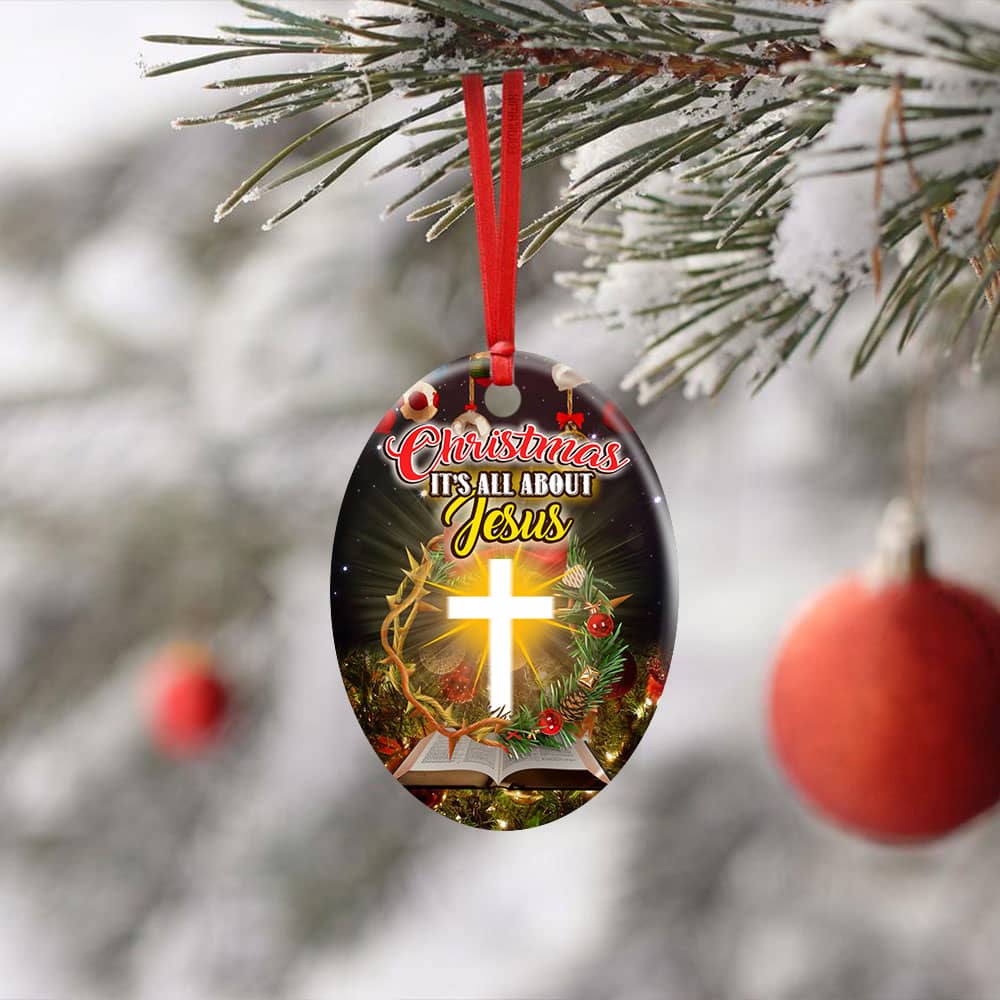 Christmas It�S All About Jesus Ceramic Star Ornament Personalized Gifts