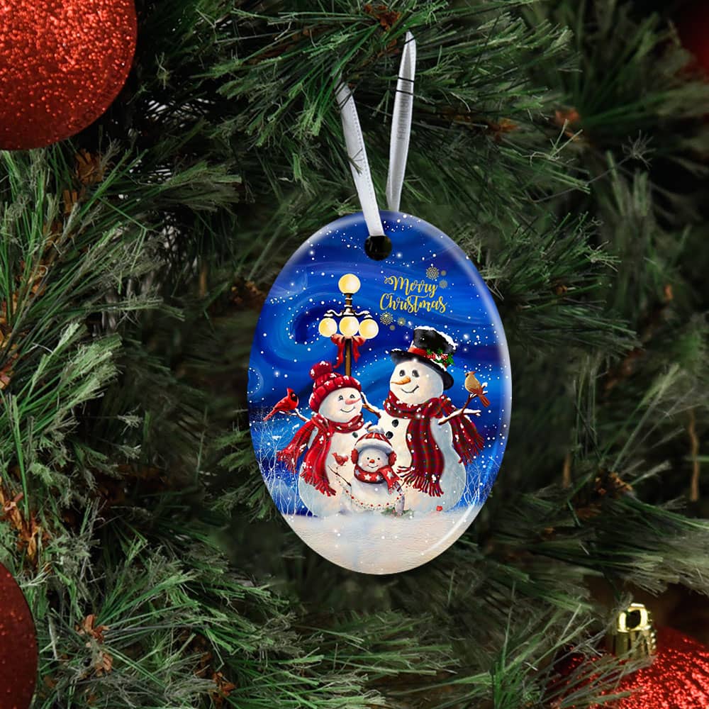 Christmas Snowman Family Ceramic Star Ornament Personalized Gifts