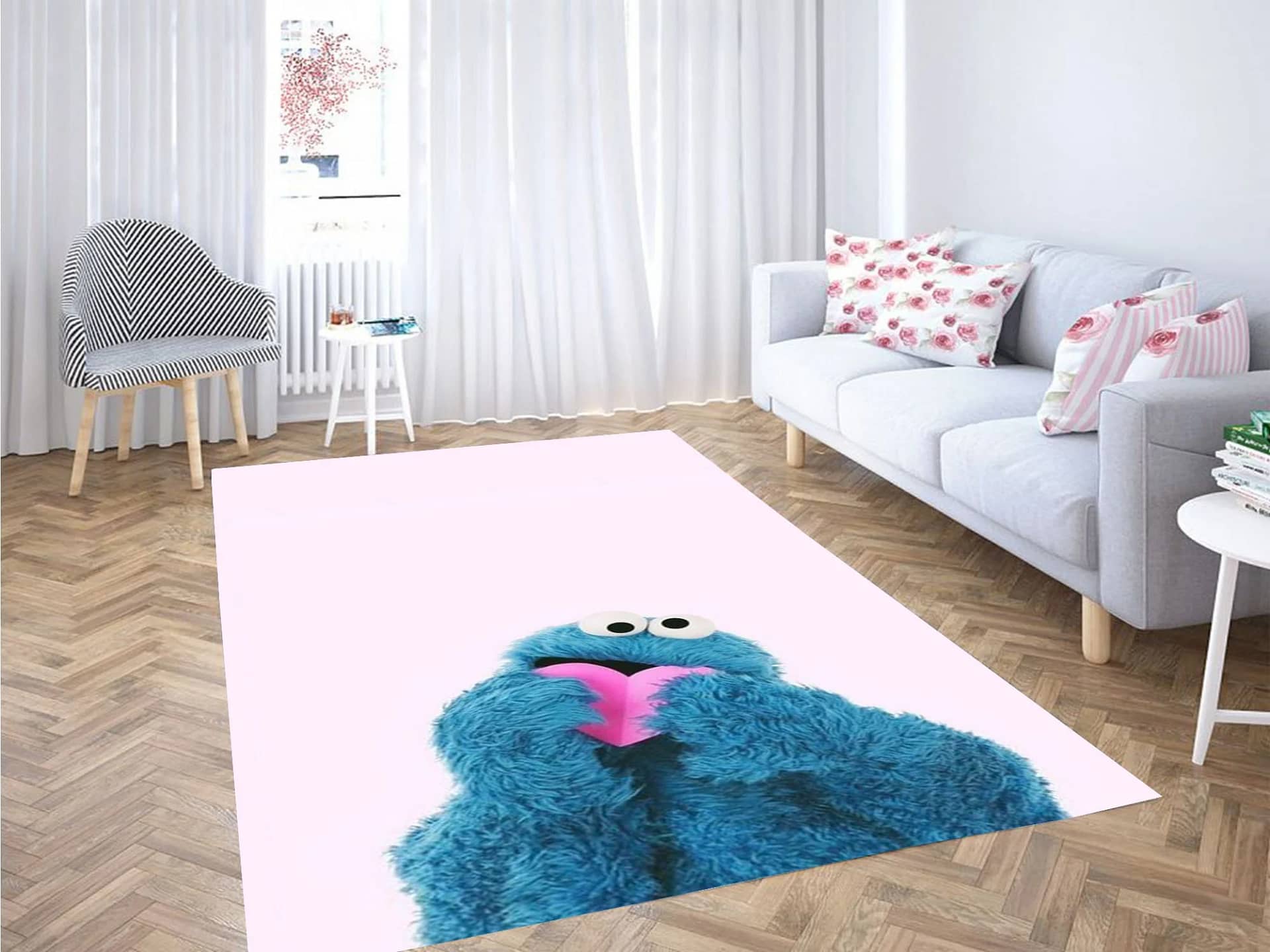 Cookie Monster With Heart Carpet Rug